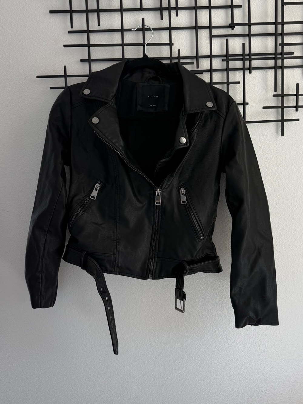 Elodie Black Faux Leather Moto Biker Jacket Women’s Small